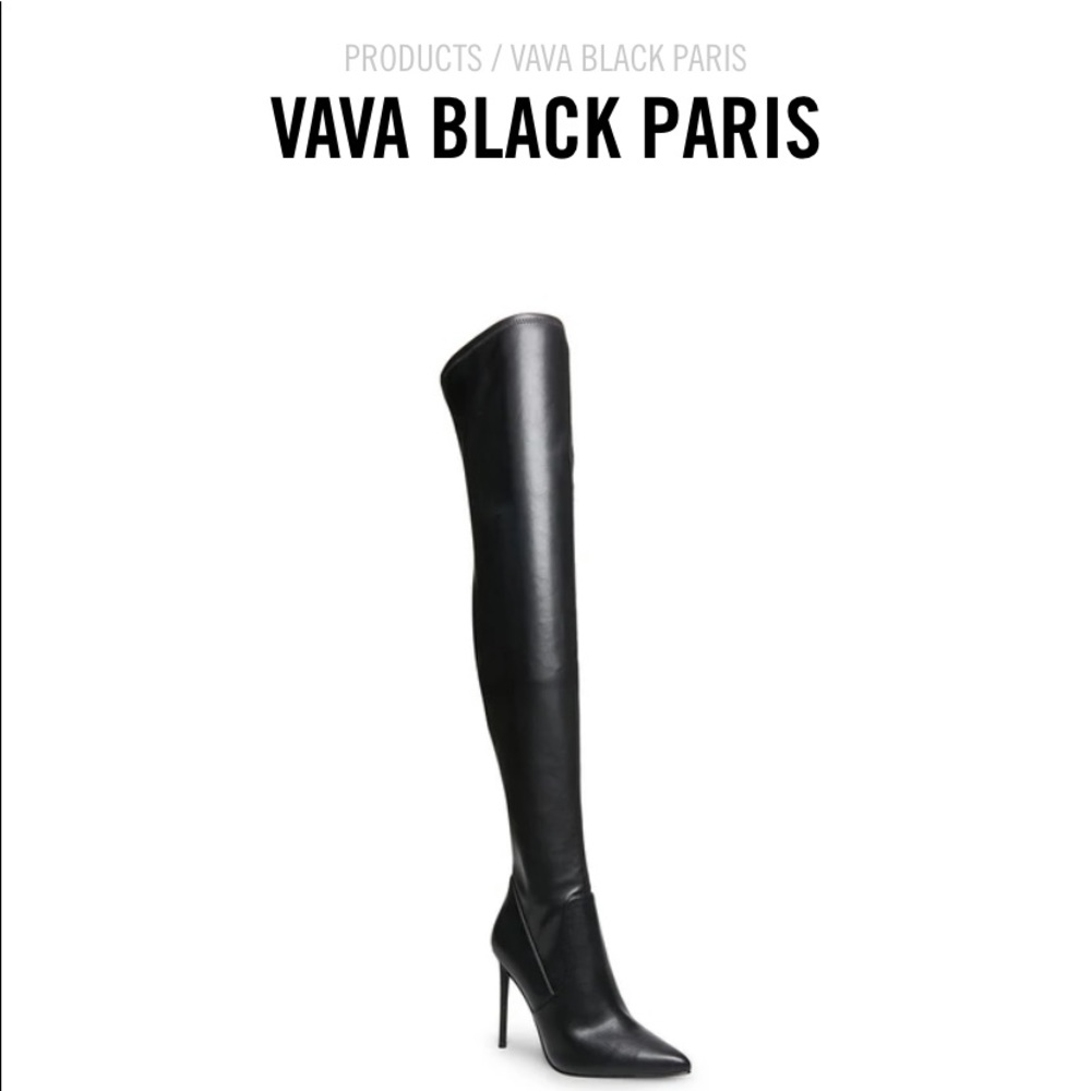Over the knee black leather boots
